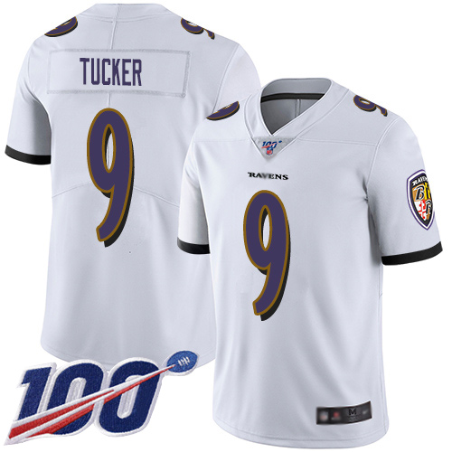 Baltimore Ravens Limited White Men Justin Tucker Road Jersey NFL Football #9 100th Season Vapor Untouchable->baltimore ravens->NFL Jersey